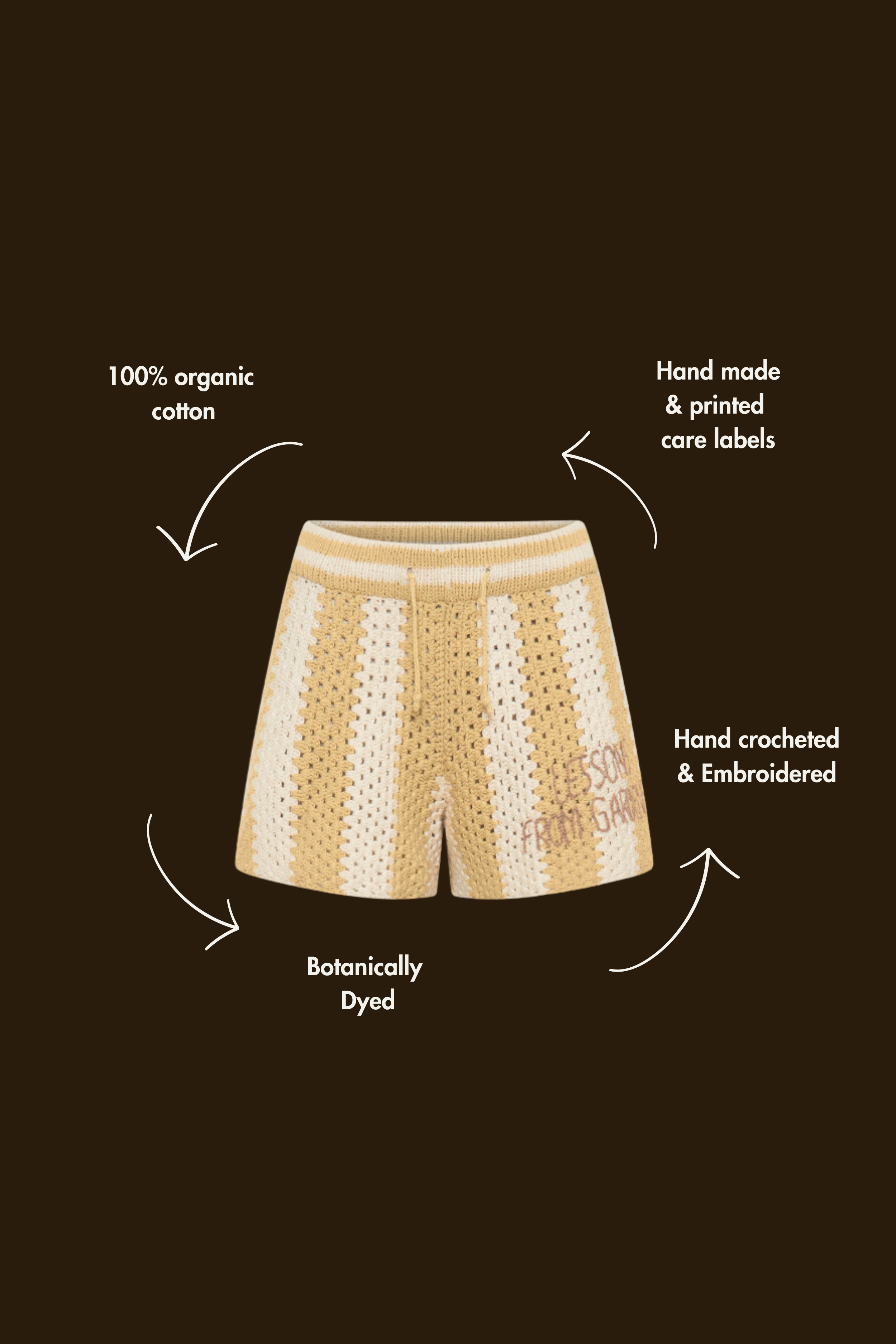 Hand Crochet Shorts - Lemon & Ecru