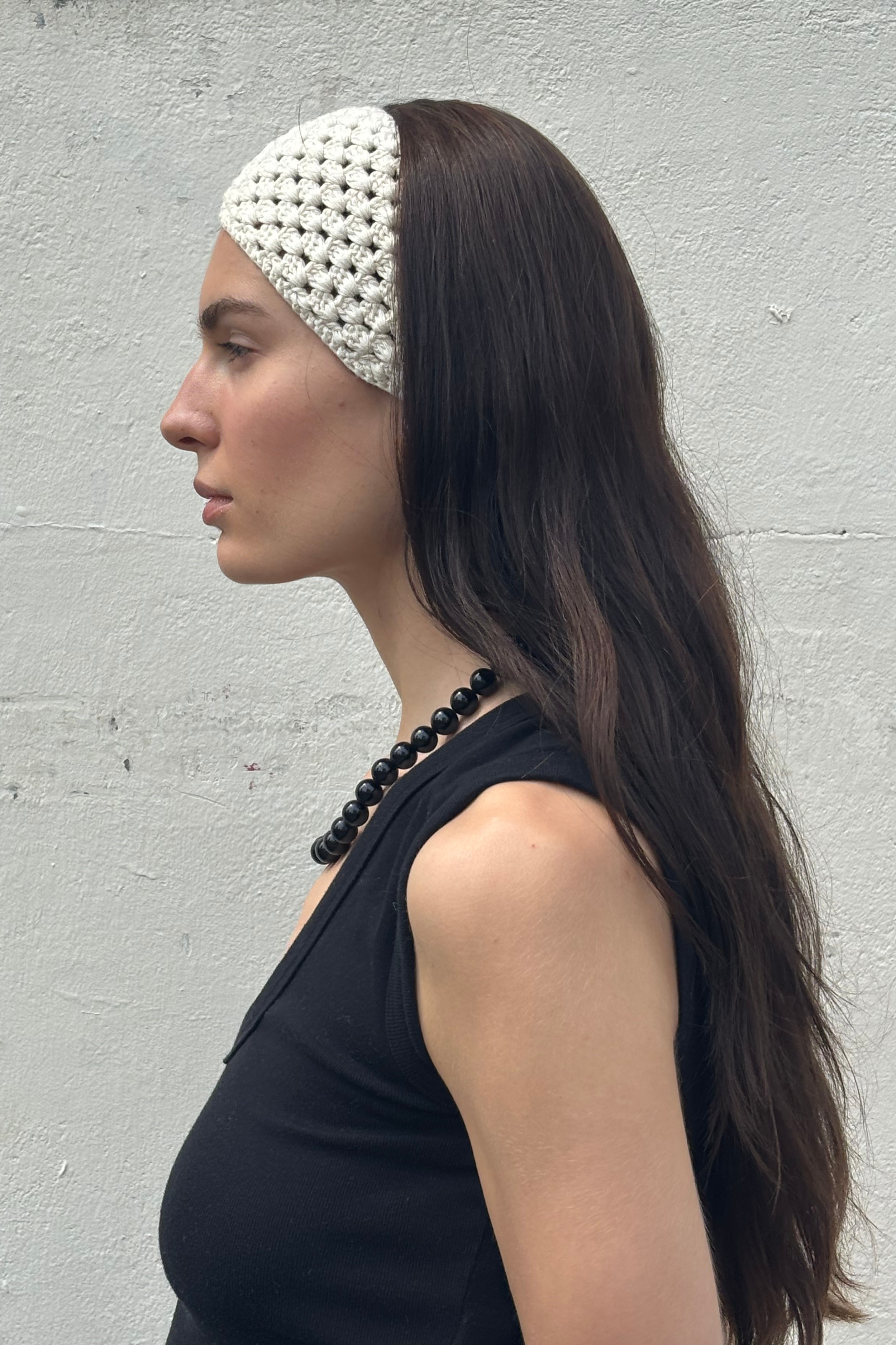 Hand Crocheted Headband - Ecru